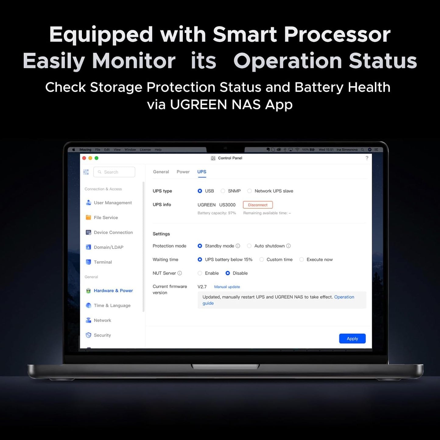 UGREEN NAS UPS, 120W DC Battery Backup and Surge Protector, 12000mAh Uninterruptible Battery Power Supply Only Compatible for UGREEN NAS DH2300, DH4300 Plus, DXP2800, DXP4800,DXP4800 Plus,DXP480T Plus