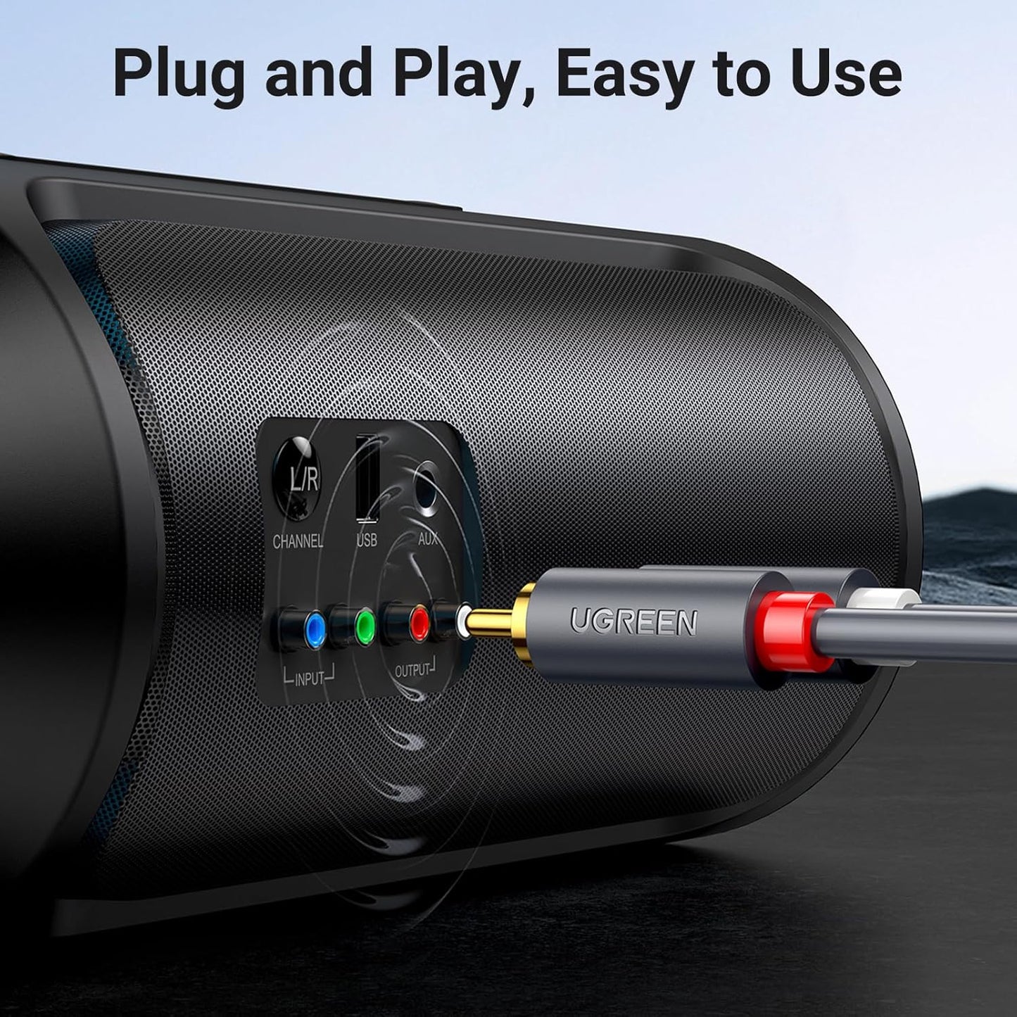 UGREEN RCA Cable, 2RCA Male to 2RCA Male Stereo Audio Cable Gold Plated Car Audio Subwoofer Adapter Dual Shielded Red and White Cord for Home Theater Amplifier Hi-Fi System Car Sound Speaker