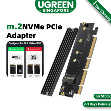 UGREEN NVMe PCIe Adapter, M.2 SSD to PCIe 4.0 X16/X8/X4 Card with Heat Sink, M.2 PCIe Adapter for M-Key and M&B-Key NVMe SSD 2280/2260/2242/2230