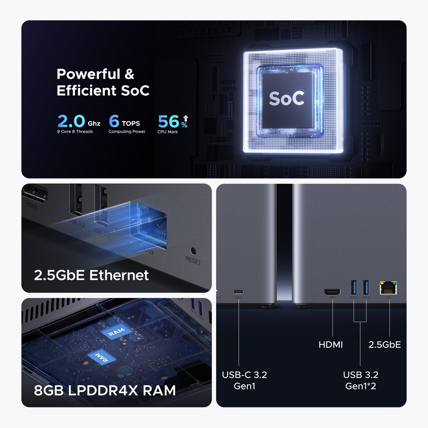 UGREEN NASync DH4300 Plus 4-Bay Desktop NAS, Support Capacity 120TB (Diskless), Remote Access, AI Photo Album, Beginner Friendly System, 8GB LPDDR4X RAM, 2.5GbE, 4K HDMI, Network Attached Storage