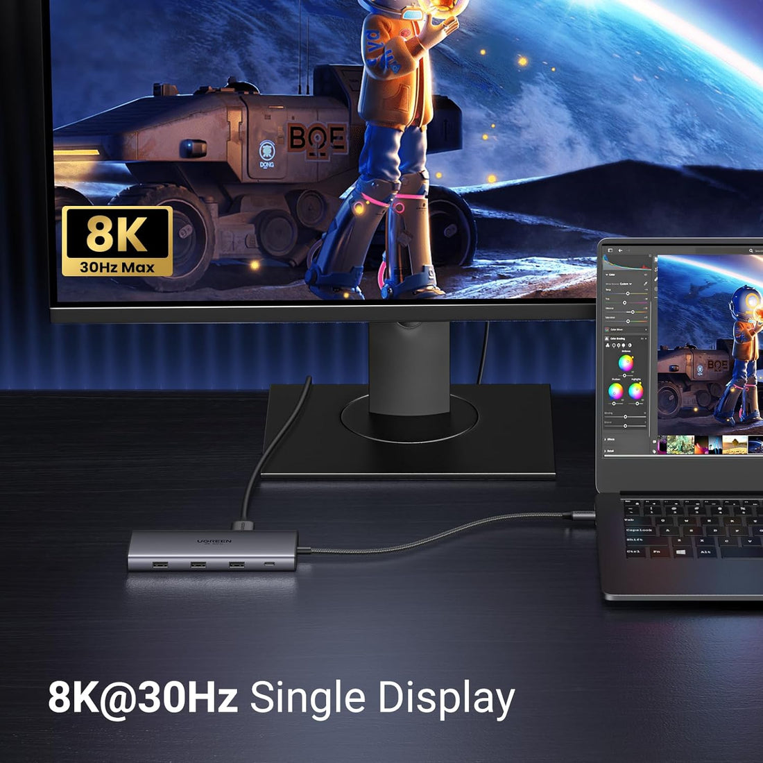 UGREEN 15534 Revodok Pro 10 in 1 USB C Hub Dual Monitor Docking Station with Dual HDMI 4K60Hz Single 8K30Hz USB A and USB C Data Port 100W PD Charging 1Gbps Ethernet SD Card Reader