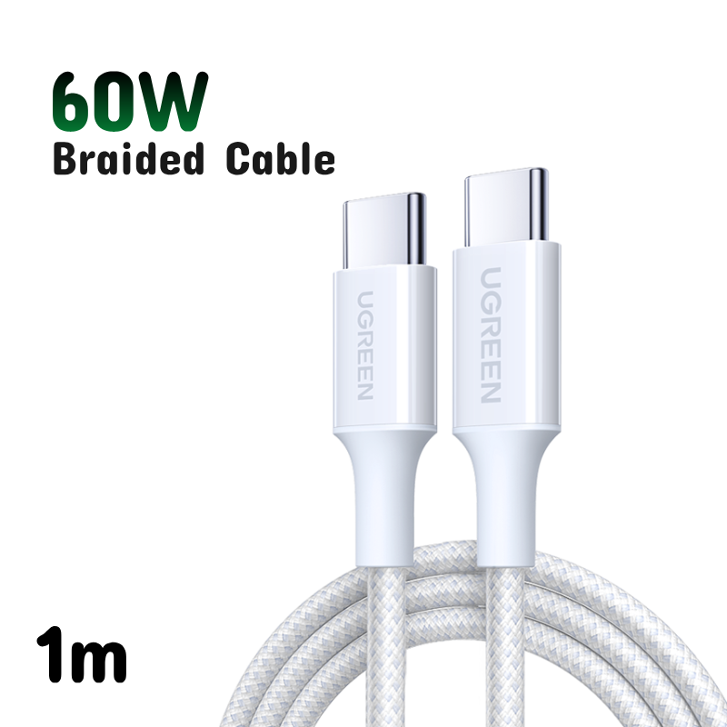 UGREEN 60W USB C to USB C Charger Cable, Type C PD Fast Charging Braided Cord, Compatible with iPhone 16 Pro Max/15, Galaxy S24 S23, MacBook Pro, iPad Pro 2024, Pixel9, Chromebook, Switch