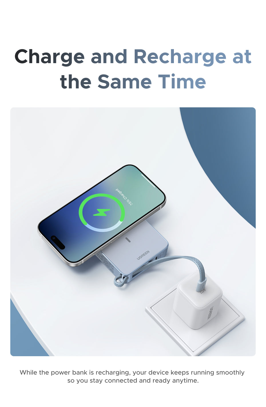 [3C Certified] UGREEN Qi2 25W MagFlow Magnetic Wireless Power Bank 10000mAh 30W PD Fast Charge with Built-in USB-C Cable, MagSafe Compatible for iPhone 16 15 14 Pro Max, Samsung S25 S24 Ultra