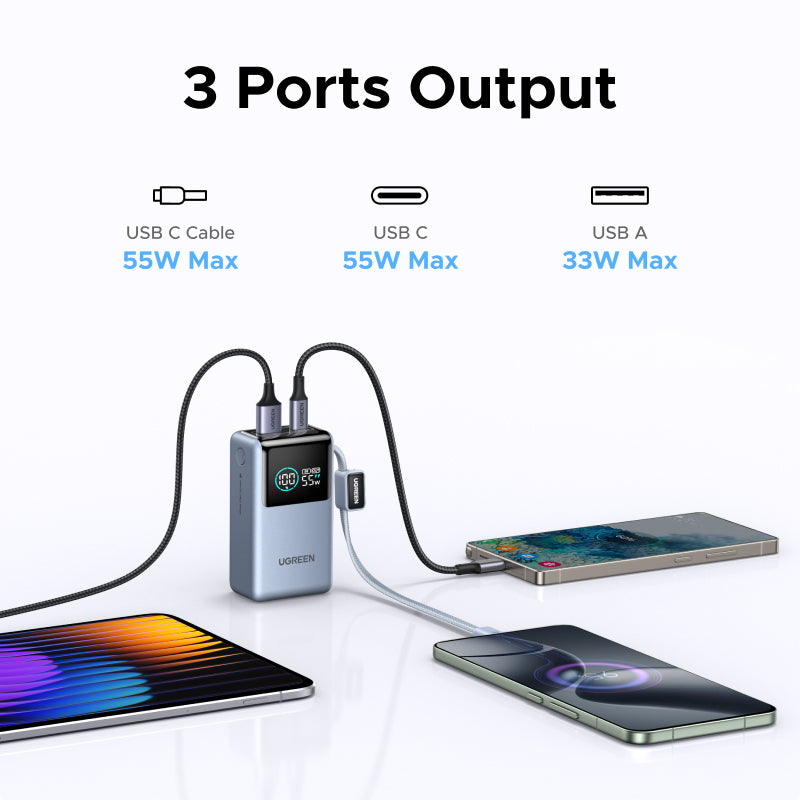 UGREEN 55W Fast Charging Power Bank 10000mAh | PD PPS QC | Xiaomi 55W & Samsung 45W | Digital Display