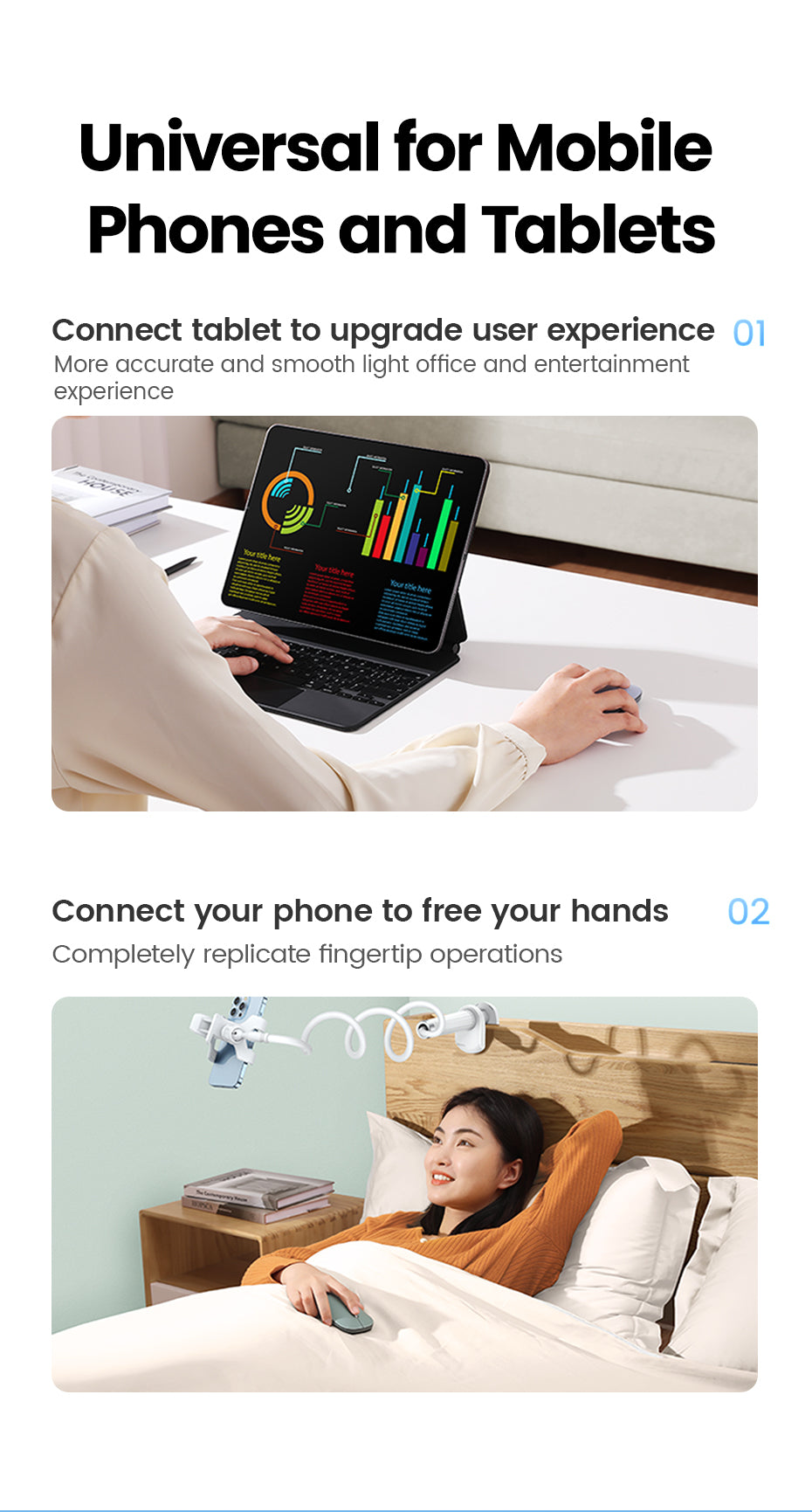 UGREEN Wireless Mouse Bluetooth & 2.4GHz Mice Ergonomic 4000DPI 6 Mute Buttons for Laptop Computer Desktop WIndows Mac OS Mouse