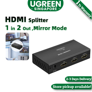 UGREEN HDMI Splitter 1 in 2 Out Only Mirror/Duplicate Screen Powered HDMI 2.0 Splitter 1x4 18 Gbps Support EDID HDCP 2.2/1.4 3D HDR Compatible with Apple TV, HDTV, Blu-Ray, DVD, Xbox, PS5/4/3