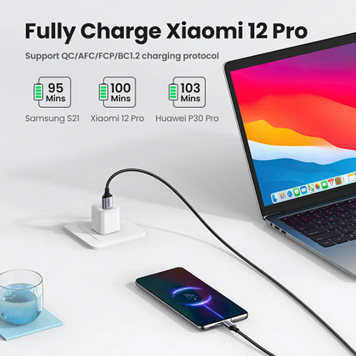 UGREEN 3A Nylon Braid USB Type C QC 3.0 Fast Charging Cord For Realme Samsung Galaxy S23 S22 Ultra S21 S20 Z Flip 3 Z Fold Note 20 LG V50 Pixel iPad Mini 6 PS5 Huawei Xiaomi Vivo