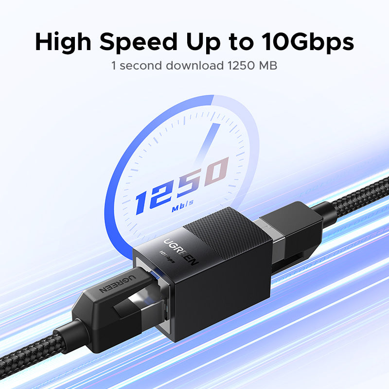 UGREEN Ethernet Extender 10Gbps,Ethernet Coupler with PoE Support, 328ft Long Distance Extend, Compatible with Cat8 Cat7 Cat6 Cat5 Cable, Black
