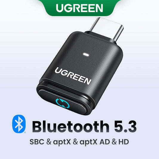UGREEN 45008 5.3 USB C Bluetooth Transmitter Audio Adapter for PS5, USB-C Wireless Dongle for Windows/macOS, PC, Laptop with aptX Low Latency & aptX-Adaptive, Plug & Play