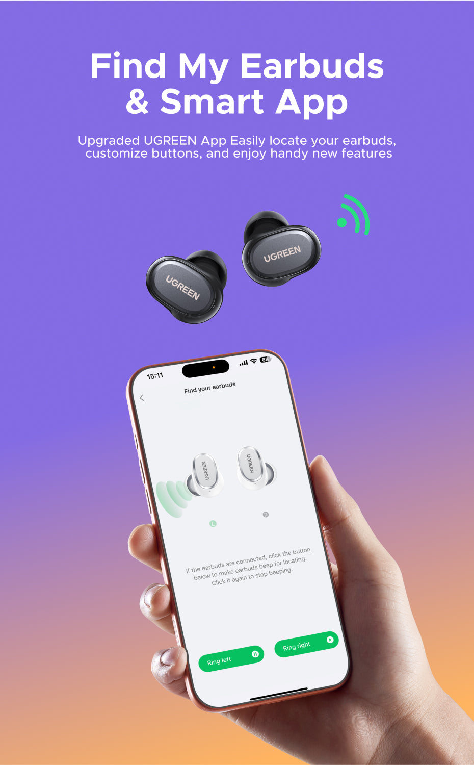 UGREEN Dots Earphone Bluetooth 6.0 AI Call Noise Cancellation 35H Play Time