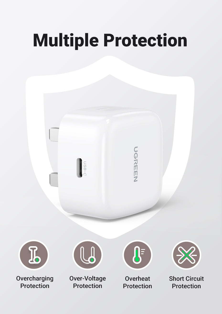UGREEN PD 30W USB C Wall Charger - PD Fast Charger Type-C Power Adapter Compatible for iPhone 16 15 Pro Max iPhone 16 15 Plus, Samsung Galaxy S25 S24 Ultra, iPad Mini/Pro, Huawei Fast QC 4.0 Pixel 7 Airpods
