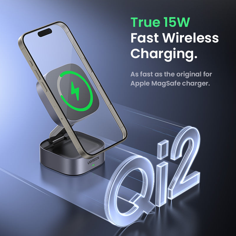 UGREEN 2-IN-1 25W MagFlow Wireless Charger for iPhone 16 15 Pro Max iPhone 16 15 Plus AirPods Pro/Max Xiaomi Samsung S25 S24 Ultra Samsung Earphone Huawei