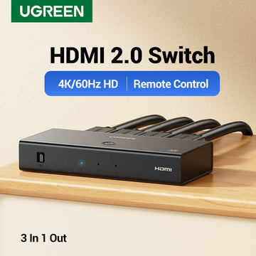 UGREEN 4k 60HZ HDR 3 in 1 out HDMI Splitter Dual simultaneous Display for laptop PS5 Switch