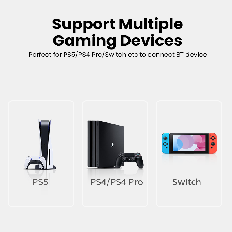 UGREEN 10928 USB Bluetooth 5.0 Transmitter Audio Adapterr Dongle Wireless Headphone for Switch,  Switch Life, PC Computer, PS5/PS4/PS4 Pro, Nintendo Switch Bluetooth Adapter Mode