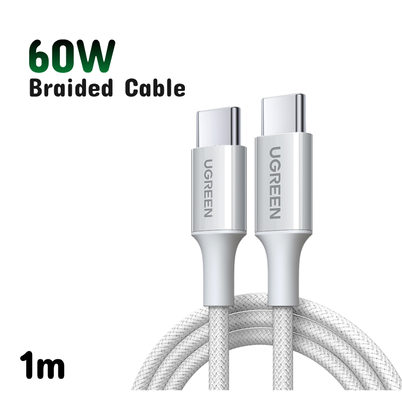 UGREEN 60W USB C to USB C Charger Cable, Type C PD Fast Charging Braided Cord, Compatible with iPhone 16 Pro Max/15, Galaxy S24 S23, MacBook Pro, iPad Pro 2024, Pixel9, Chromebook, Switch