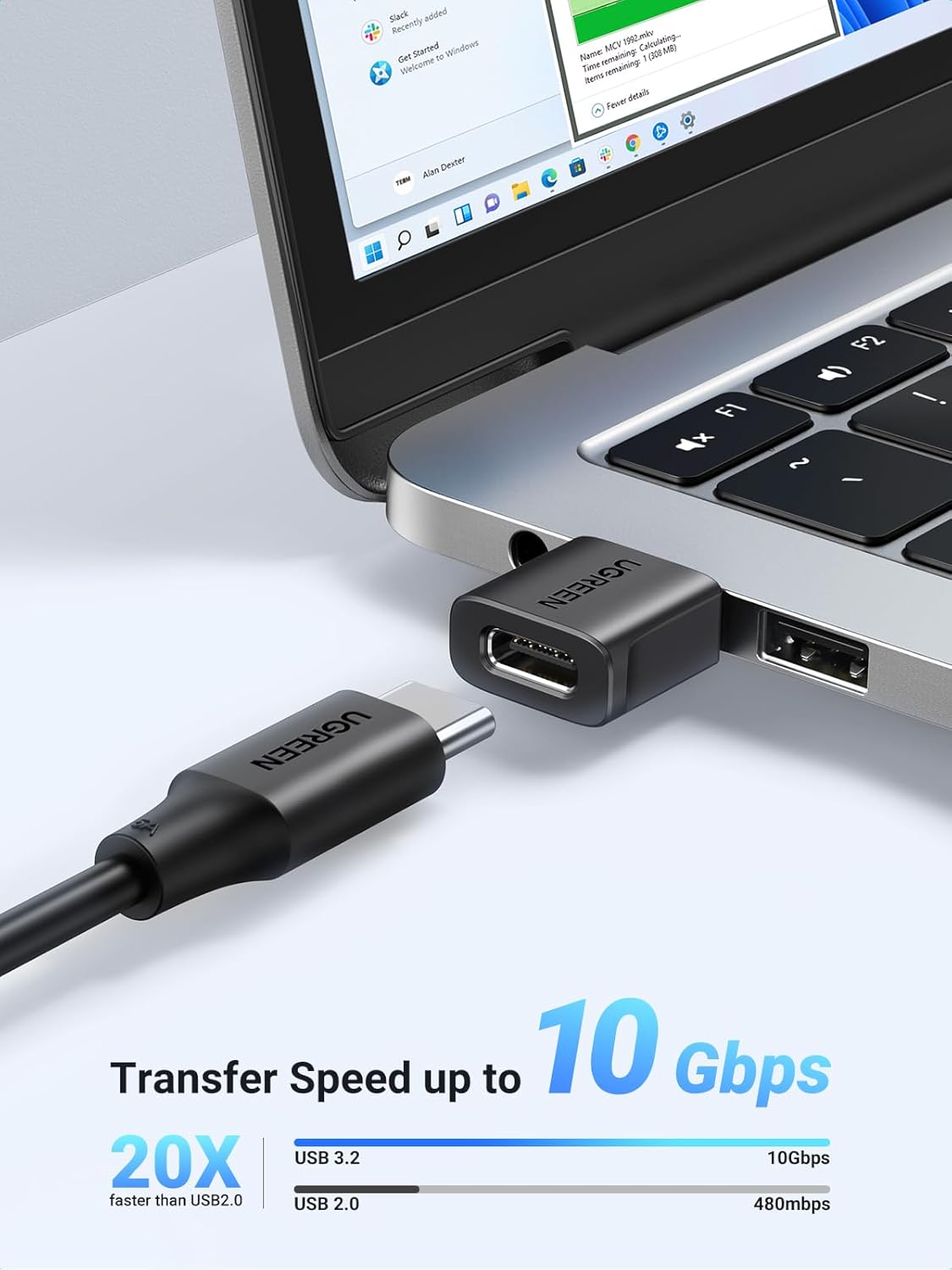 UGREEN 10Gbps USB to USB C Adapter 2 Pack, Type C Female to Type A Male Adaptor USB 3.0 Fast Charge and Sync Converter Compatible with iPhone 14 Pro Max, Galaxy S24, Pixel 9, MacBook Air, iPad