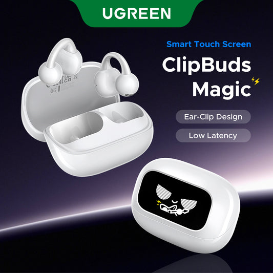 UGREEN 55136 HiTune ClipBuds Magic True Wireless Earbuds Bluetooth 5.4 Earphone Touch Screen Microphone Algorithm Noise Reduction Model:55136