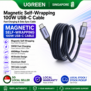 UGREEN 100W Magnetic Self-Wrapping USB-C Cable Tangle-Free Fast Charging Data Sync for iPhone 17 16 Pro Max ipad Pro 2025 iPad pro Apple MacBook Air MacBook Pro, Thinkpad T14, SAMSUNG S23 Ultra, Huawei Matebook, Xiaomi Pixel