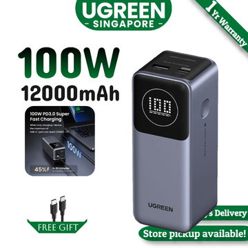 UGREEN 12000mAh Laptop Powerbank PD 100W Fast Charging Power Bank for Thinkpad T14 Dell Lenovo MacBook Pro/Air iPhone 16 15 Pro Max Samsung S25 Ultra  Fold 6 Pixel iPad 10th  Xiaomi Huawei  Poco X6 pro Adapter Model: PB724