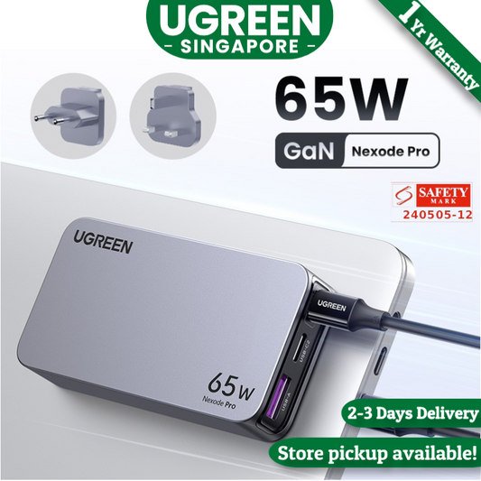 UGREEN 25356 Nexode Pro 65W 3-port Ultra-thin Fast Travel Charger Adapter GaN Charger for MacBook iPad iPhone 16 15 14 Pro Max Samsung S24 S23 Ultre Steam Deck