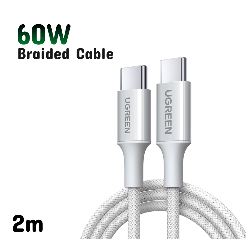 UGREEN 60W USB C to USB C Charger Cable, Type C PD Fast Charging Braided Cord, Compatible with iPhone 16 Pro Max/15, Galaxy S24 S23, MacBook Pro, iPad Pro 2024, Pixel9, Chromebook, Switch