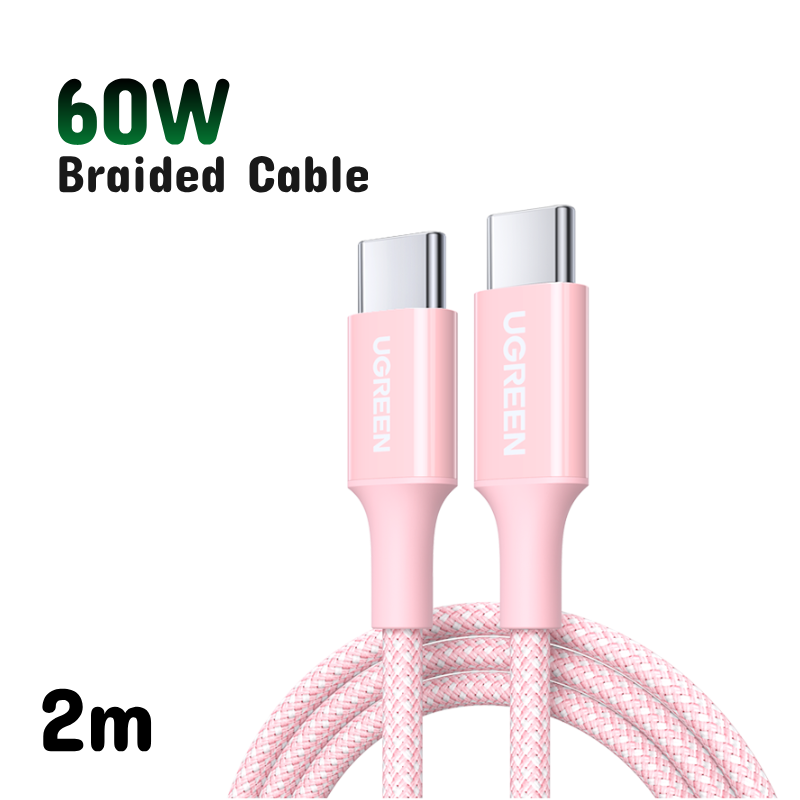 UGREEN 60W USB C to USB C Charger Cable, Type C PD Fast Charging Braided Cord, Compatible with iPhone 16 Pro Max/15, Galaxy S24 S23, MacBook Pro, iPad Pro 2024, Pixel9, Chromebook, Switch