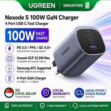 UGREEN 100W GaN Charger PD 100W Fast Charging Adapter 4-Port Type C Wall Charger for MacBook Pro Air iPhone Galaxy iPad Laptop