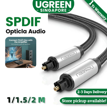 UGREEN 10540 Optical Audio Cable Fiber Audio Digital Toslink Cable Nylon Braided Cable for Home Theater Sound bar TV PS4 Xbox Blu-Ray Players Playstation and More