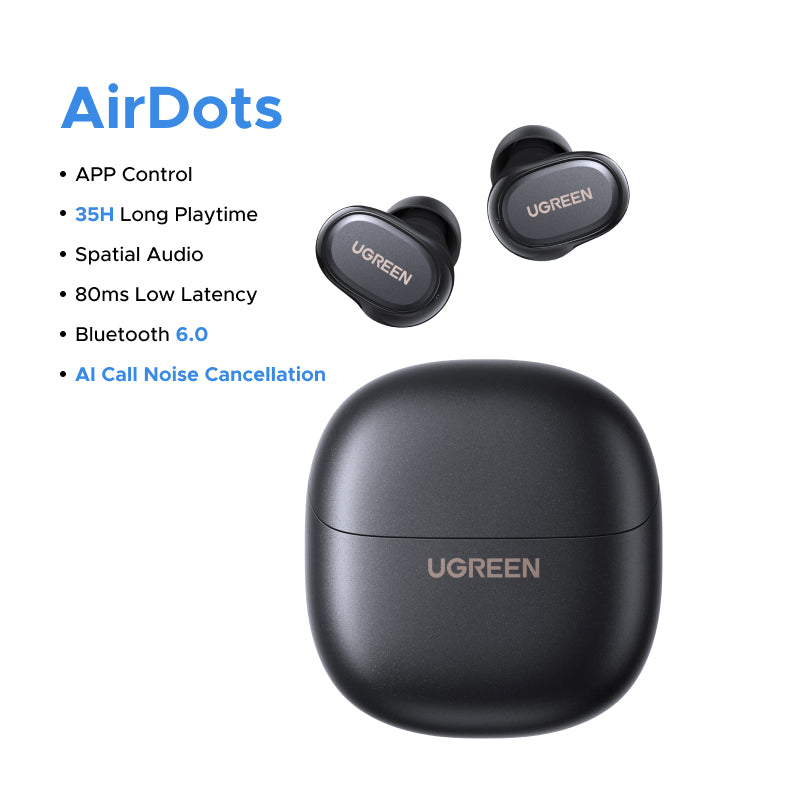 UGREEN Dots Earphone Bluetooth 6.0 AI Call Noise Cancellation 35H Play Time