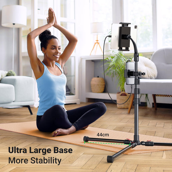 UGREEN Tablet Phone 68'' Tripod Selfie Stick, 68'' Adjustable Gooseneck Lazy Phone Tripod,360 Swivel Head Tablet Stand iPad Tripod for Video Recording