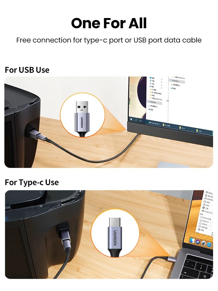 UGREEN 20120 USB 2.0 Printer Adapter USB C To USB Printer Adapter For Hard Drive Base Fax Machine Scanner USB 2.0 Data Printer Adapter
