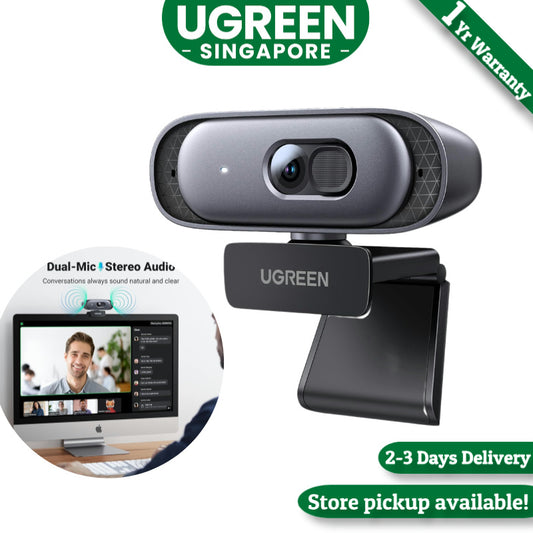 UGREEN 2K Webcam for PC, Full HD 1080p60fps Web Camera, Auto Focus & Light Correction, Dual Mic for Clear Stereo Audio, Plug and Play for Zoom, Skype, Streaming, Video Calling, Conferences