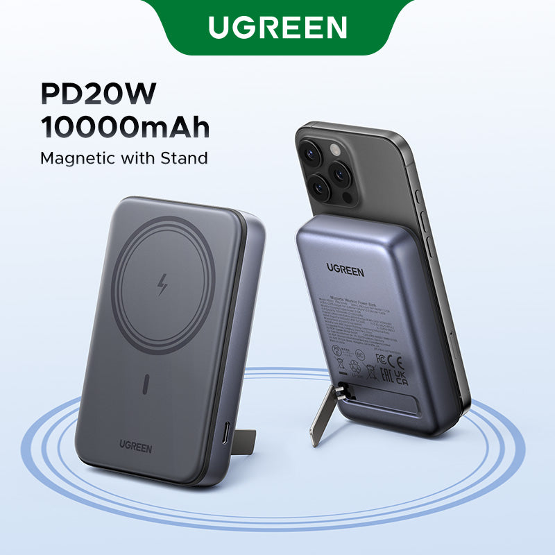 UGREEN 55140 10000mAh Foldable Kickstand Magnetic Battery Battery Bank Powerbank PD 20W Wireless Portable Power Bank Compatible with Magsafe iPhone 16/15/14/13/12 Series