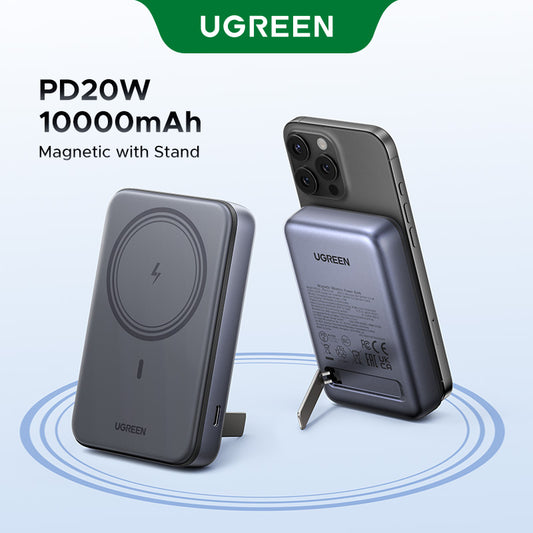 UGREEN 55140 10000mAh Foldable Kickstand Magnetic Battery Battery Bank Powerbank PD 20W Wireless Portable Power Bank Compatible with Magsafe iPhone 16/15/14/13/12 Series