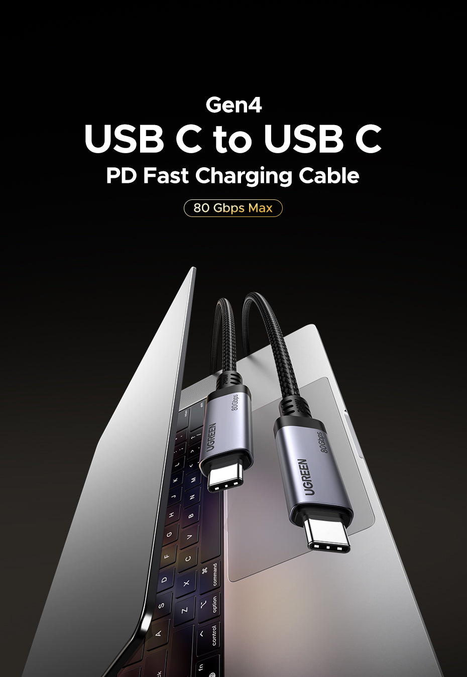 UGREEN 65383 USB C to USB C Cable 240W USB4 Gen4 80Gbps Premium 16K Dual 8K Triple 4K Display PD3.1 Type C Fast Charging Compatible with USB C Monitors, MacBook, iPad, iPhone 16, 1M