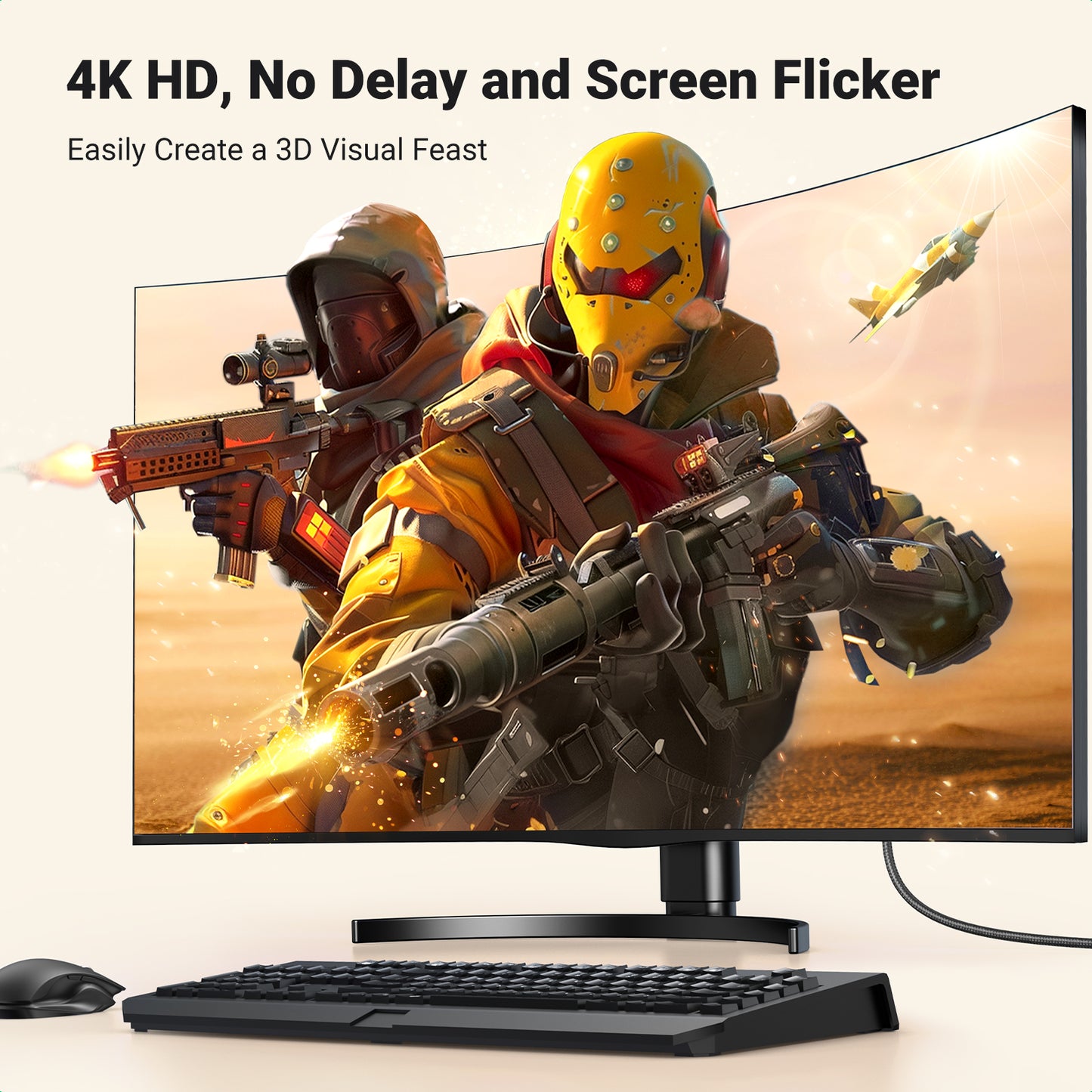 UGREEN 4K Displayport (Source) to HDMI (Display) Cable single direction UHD DP to HDMI Connector Video Display Cord for HDTV Monitor Projector Computer