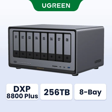 UGREEN NASync DXP8800 Plus 8-Bay Desktop NAS, Intel i5 1235u 10-Core CPU, 8GB DDR5 RAM, 128G SSD, 2 * 10GbE, 2 * M.2 NVMe Slots, 8K HDMI, 2 * TBT4, Network Attached Storage (Diskless)