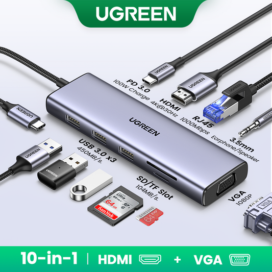 UGREEN 10 in 1 USB-C Multifunction Adapter (Space Gray)