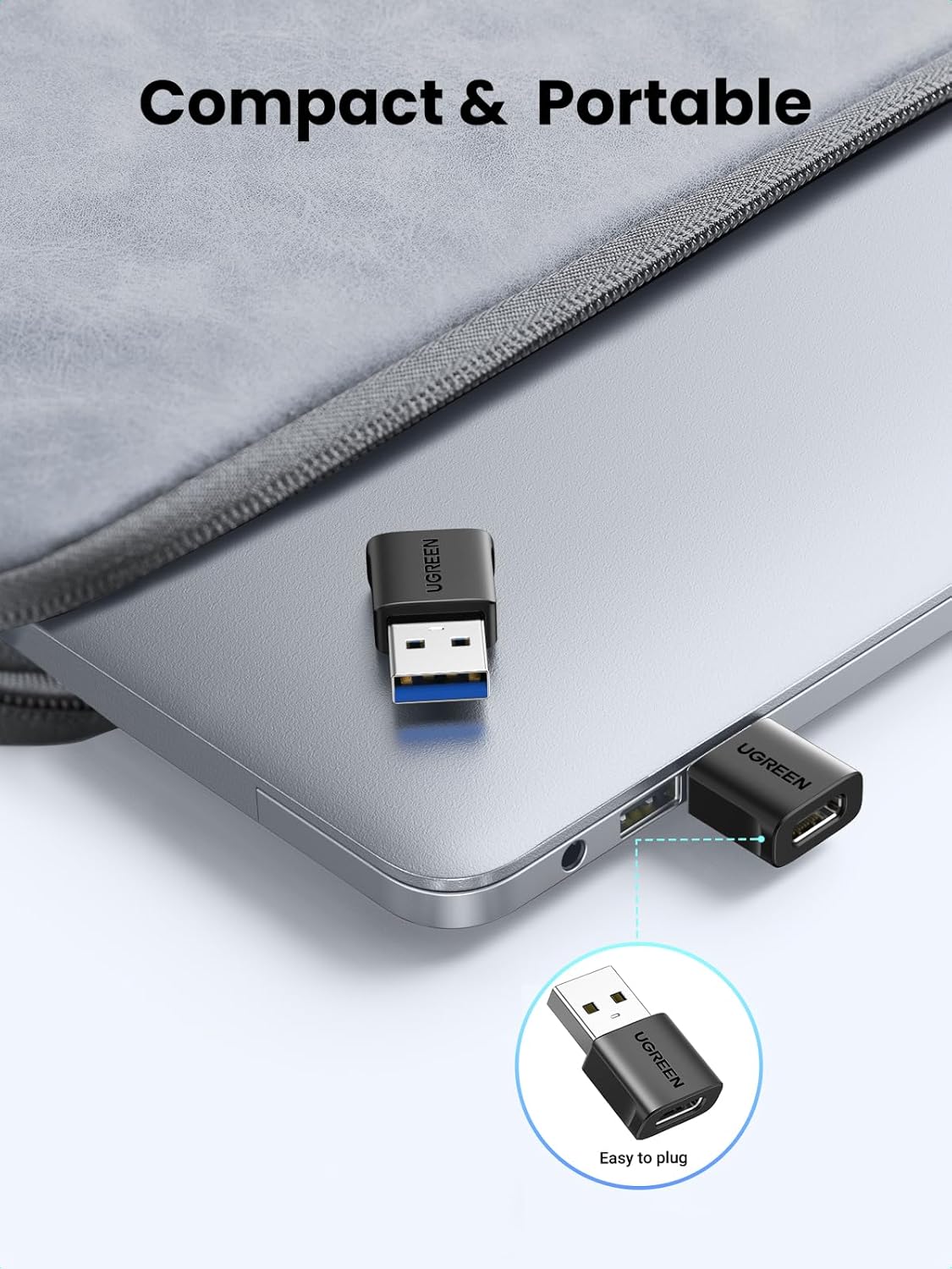 UGREEN 10Gbps USB to USB C Adapter 2 Pack, Type C Female to Type A Male Adaptor USB 3.0 Fast Charge and Sync Converter Compatible with iPhone 14 Pro Max, Galaxy S24, Pixel 9, MacBook Air, iPad
