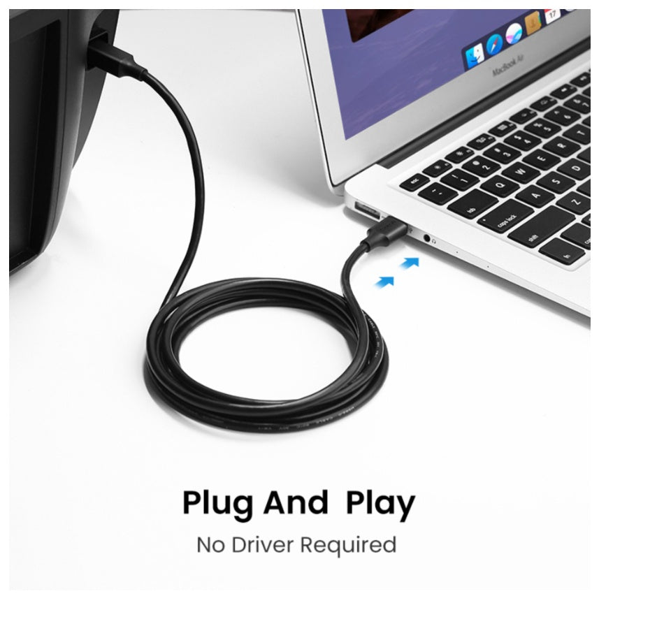 UGREEN 10372 USB 3.0 Printer Cable Scanner A Male to B Male 2m USB 3.0 AM To BM Data Cable