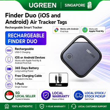 UGREEN FineTrack Duo Smart Tag Tracker Ultimate Compatibility, Year-Long Power & Precise Finding Airtag for Apple Google Pixel 10 Android Anti-Loss Device for Car Keys, Wallets