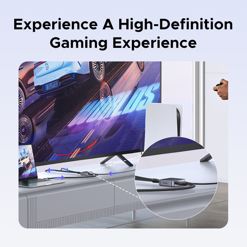 UGREEN USB C+HDMI Switch 2 in 1 Out 4K60Hz, Aluminum HDMI+USB C Switcher 2 Computers Supports 3D HDR HDCP2.2 Compatible with Laptops, Tablets, MacBook Air/Pro, Smartphones, Steam Deck, PS5/4, Xbox