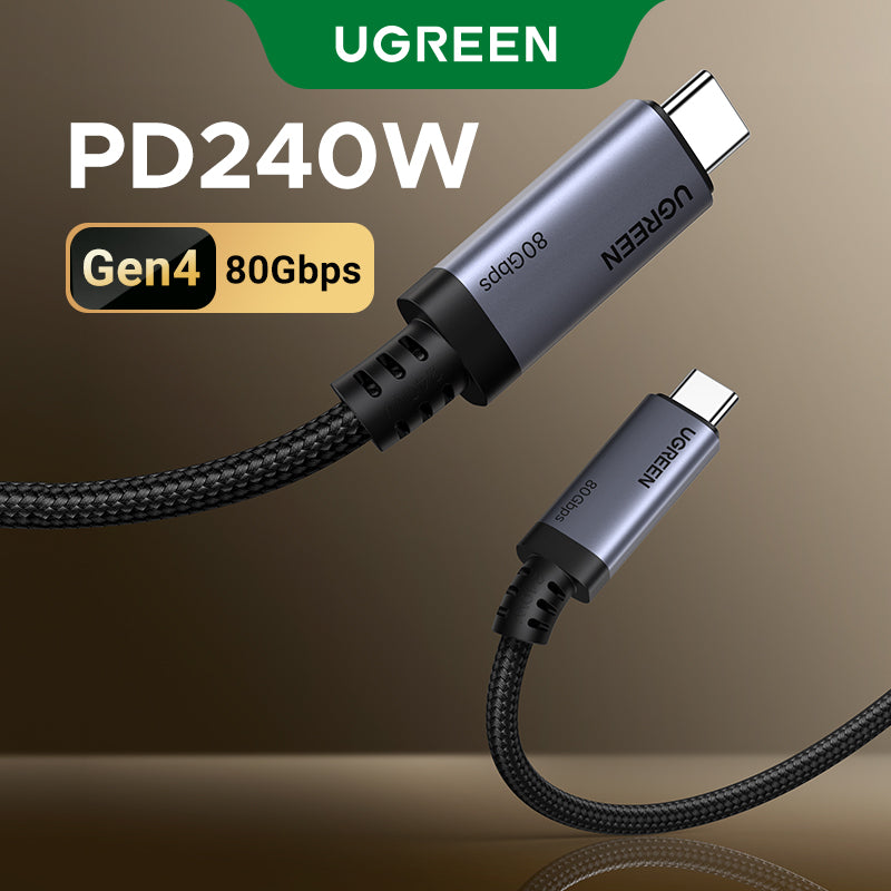 UGREEN 65383 USB C to USB C Cable 240W USB4 Gen4 80Gbps Premium 16K Dual 8K Triple 4K Display PD3.1 Type C Fast Charging Compatible with USB C Monitors, MacBook, iPad, iPhone 16, 1M