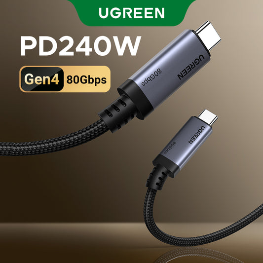 UGREEN 65383 USB C to USB C Cable 240W USB4 Gen4 80Gbps Premium 16K Dual 8K Triple 4K Display PD3.1 Type C Fast Charging Compatible with USB C Monitors, MacBook, iPad, iPhone 16, 1M