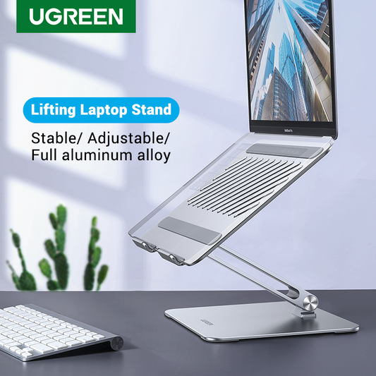 UGREEN Laptop Stand for Desk Adjustable Laptop Holder, Ergonomic Laptop Riser with Heat-Vent, Compatible with MacBook Pro Air Stand, Dell Chromebook, HP Notebook
