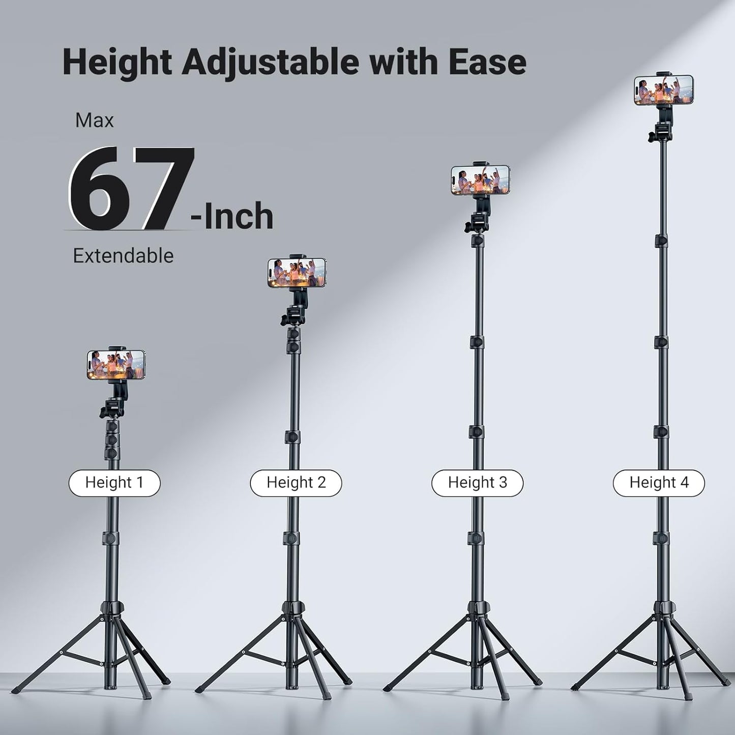 UGREEN 15609 Phone Selfie Stick Tripod with Bluetooth Remote Lightweight Tripod Stand for Selfies, Live Streaming Compatible with phone,GO