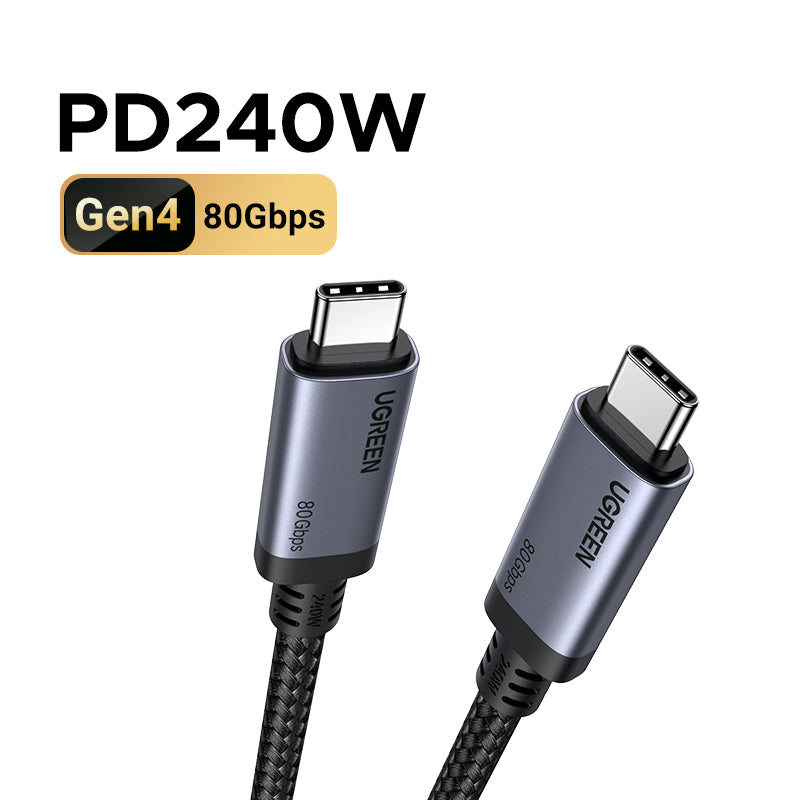 UGREEN 65383 USB C to USB C Cable 240W USB4 Gen4 80Gbps Premium 16K Dual 8K Triple 4K Display PD3.1 Type C Fast Charging Compatible with USB C Monitors, MacBook, iPad, iPhone 16, 1M