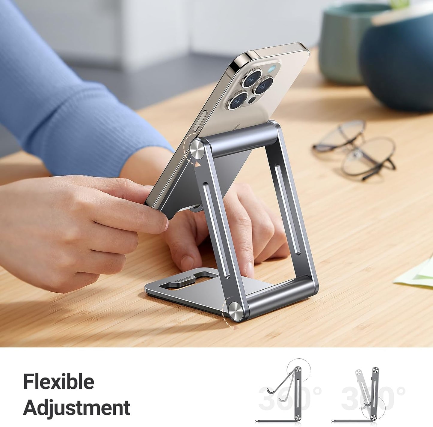 UGREEN 80708 Cell Phone Stand Adjustable Aluminum Mobile Phone Holder for Desk