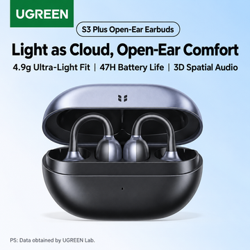 UGREEN HiTune S3 Plus Open Ear Clip Wireless Headphones Bluetooth 6.0 47H Battery Life Running Sports Earphones