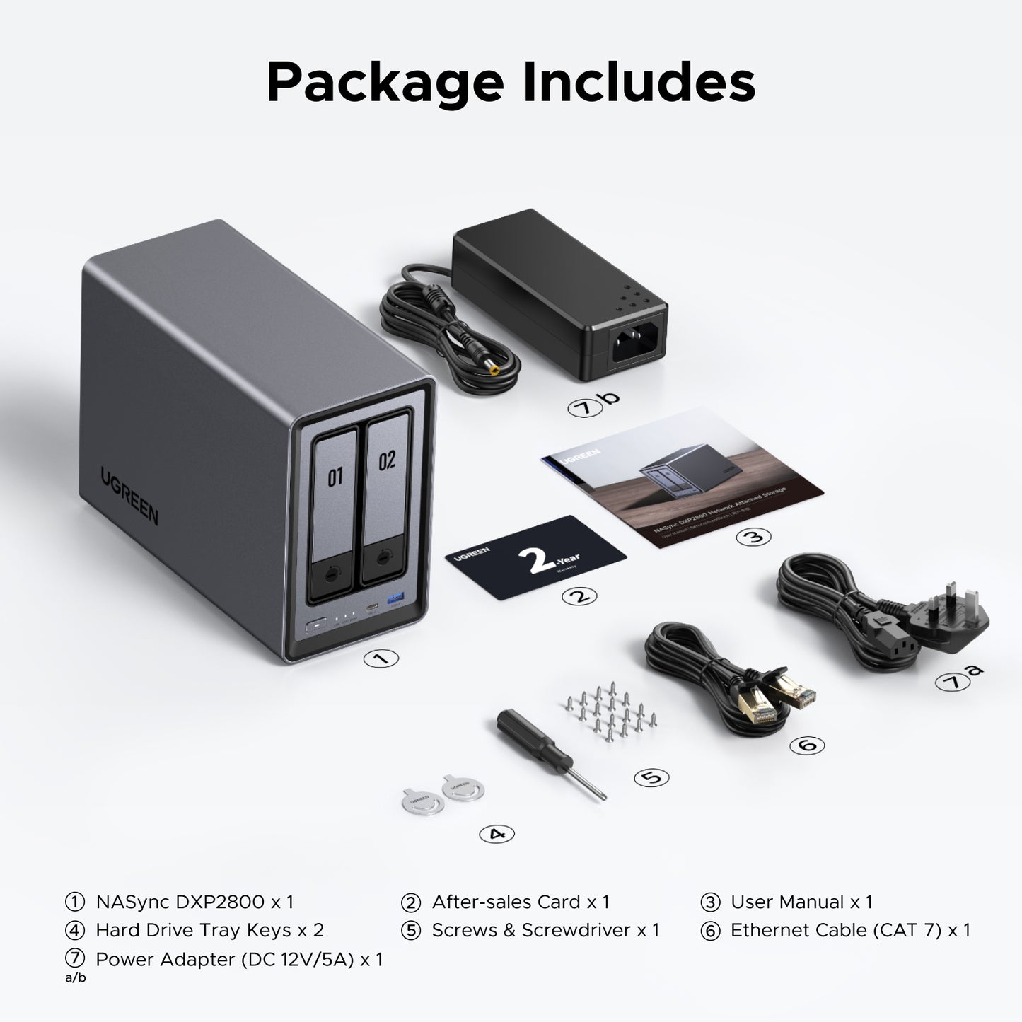 UGREEN NASync DXP2800 2-Bay Desktop NAS, Intel N100 Quad-core CPU, 8GB DDR5 RAM, 2.5GbE, 2 * M.2 NVMe Slots, 4K HDMI, Network Attached Storage (Diskless)